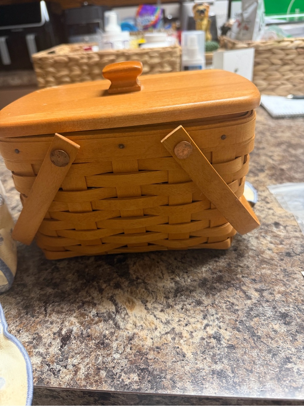 Longaberger Honey-Tone Woven Wooden Travel Basket 1999
